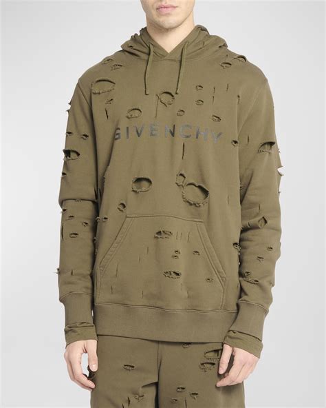 givenchy hoodie men's white|Givenchy men's destroyed hoodie.